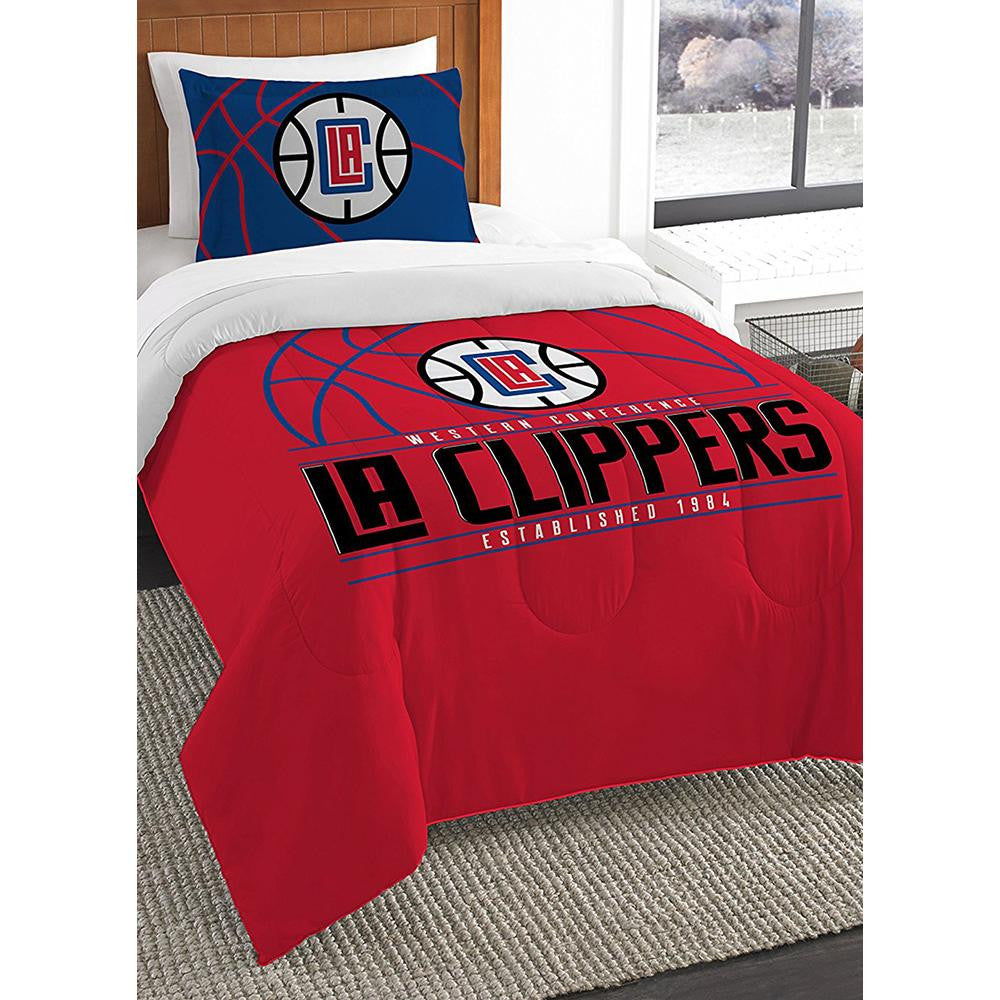 Los Angeles Clippers Nba Twin Comforter Set (reverse Slam Series) (64" X 86")