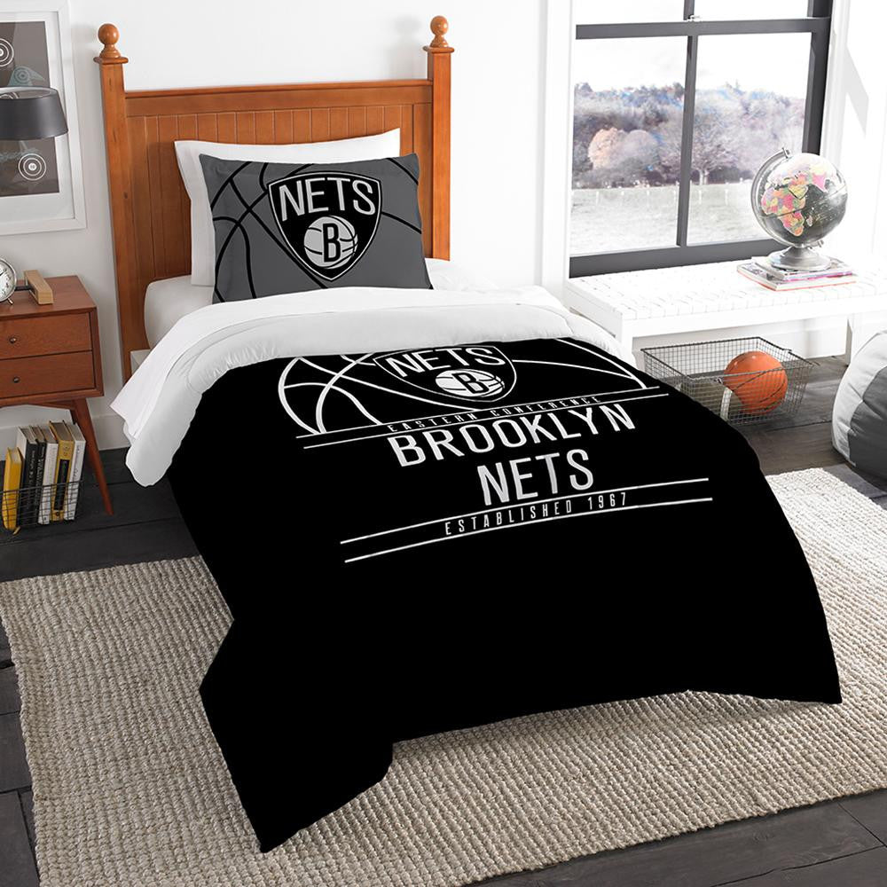 New York Nets Nba Twin Comforter Set (reverse Slam Series) (64" X 86")