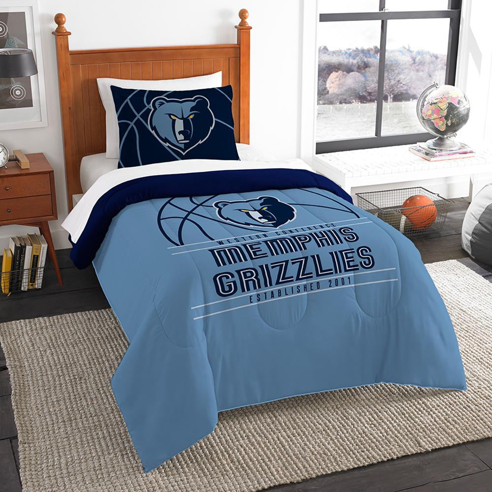 Vancouver Grizzlies Nba Twin Comforter Set (reverse Slam Series) (64" X 86")