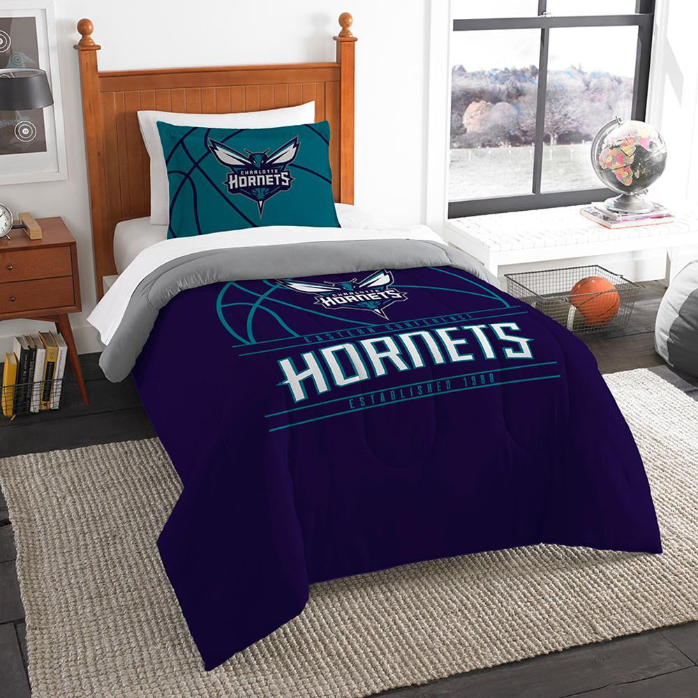 Charlotte Hornets Nba Twin Comforter Set (reverse Slam Series) (64" X 86")