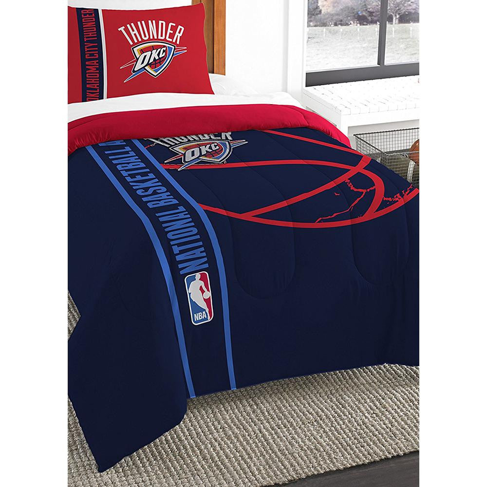 Oklahoma City Thunder Nba Twin Comforter Set (reverse Slam Series) (64" X 86")