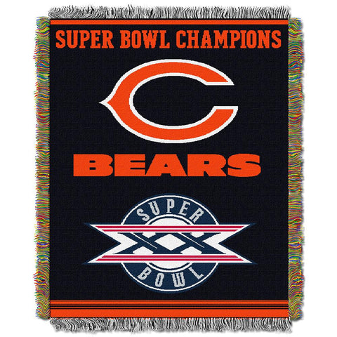 Chicago Bears NFL Super Bowl Commemorative Woven Tapestry Throw (48x60)