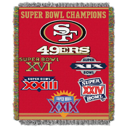 San Francisco 49ers NFL Super Bowl Commemorative Woven Tapestry Throw (48x60)