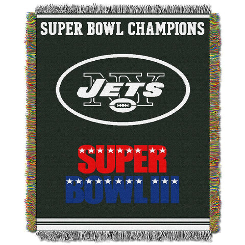 New York Jets NFL Super Bowl Commemorative Woven Tapestry Throw (48x60)