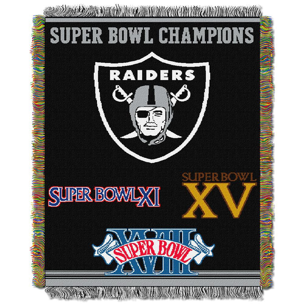 Oakland Raiders NFL Super Bowl Commemorative Woven Tapestry Throw (48x60)