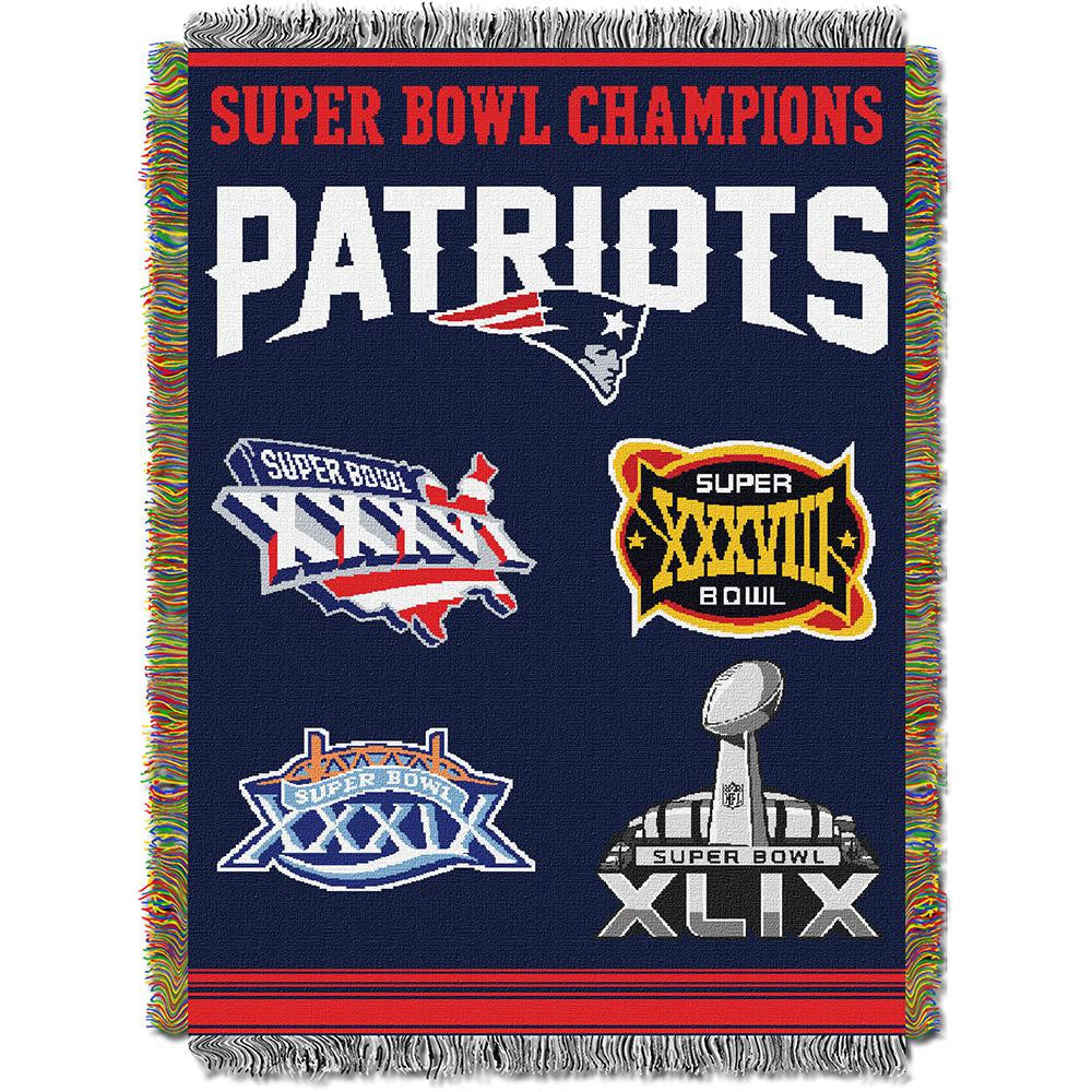 New England Patriots NFL Super Bowl Commemorative Woven Tapestry Throw (48x60)