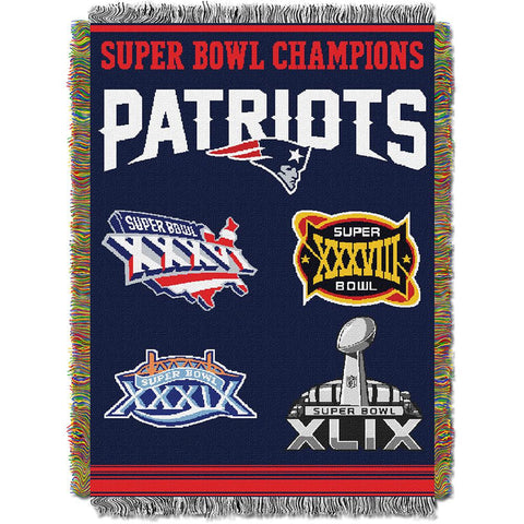 New England Patriots NFL Super Bowl Commemorative Woven Tapestry Throw (48x60)