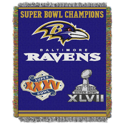 Baltimore Ravens NFL Super Bowl Commemorative Woven Tapestry Throw (48x60)