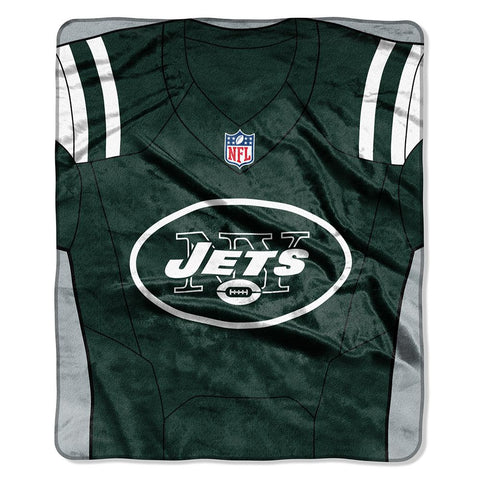 New York Jets Nfl Royal Plush Raschel Blanket (jersey Raschel) (50in X 60in)