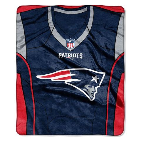 New England Patriots Nfl Royal Plush Raschel Blanket (jersey Raschel) (50in X 60in)