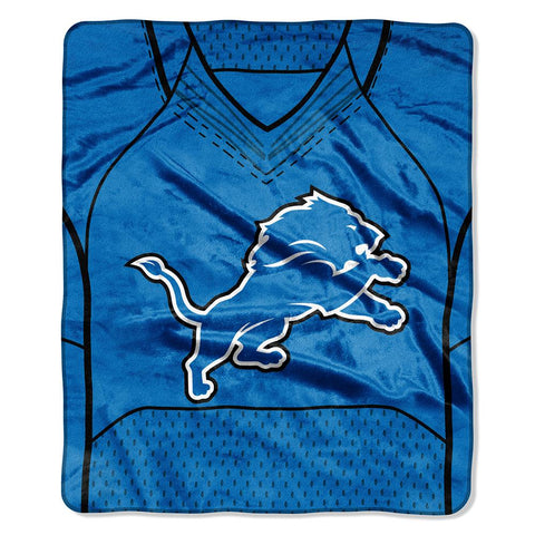 Detroit Lions Nfl Royal Plush Raschel Blanket (jersey Raschel) (50in X 60in)