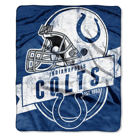 Indianapolis Colts NFL Royal Plush Raschel Blanket (Grand Stand Raschel) (50in x 60in)