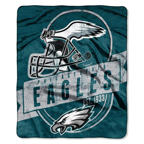 Philadelphia Eagles NFL Royal Plush Raschel Blanket (Grand Stand Raschel) (50in x 60in)