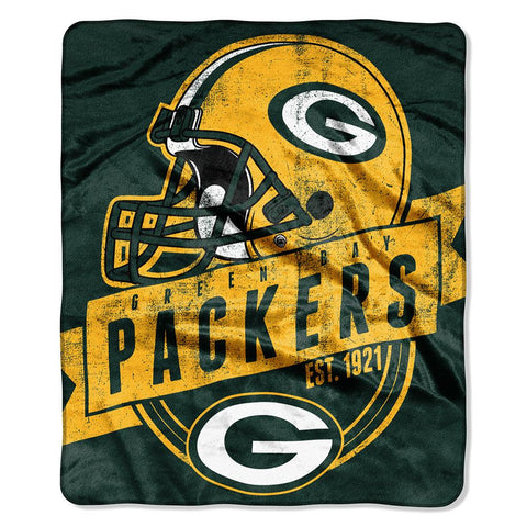 Green Bay Packers NFL Royal Plush Raschel Blanket (Grand Stand Raschel) (50in x 60in)