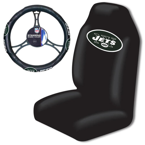 New York Jets NFL Car Seat Cover and Steering Wheel Cover Set