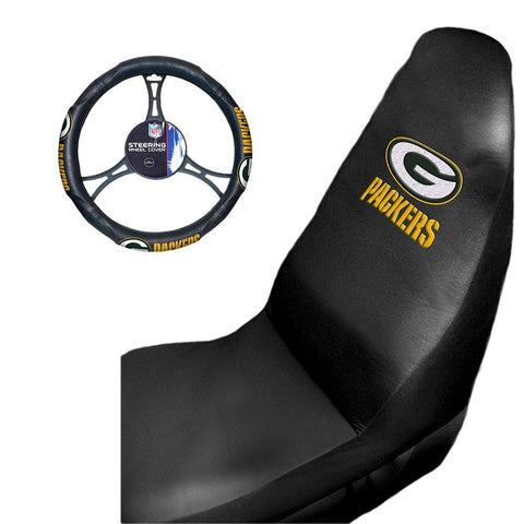 Green Bay Packers NFL Car Seat Cover and Steering Wheel Cover Set