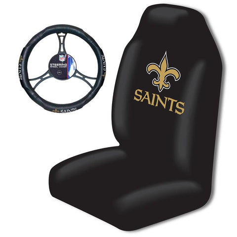 New Orleans Saints NFL Car Seat Cover and Steering Wheel Cover Set