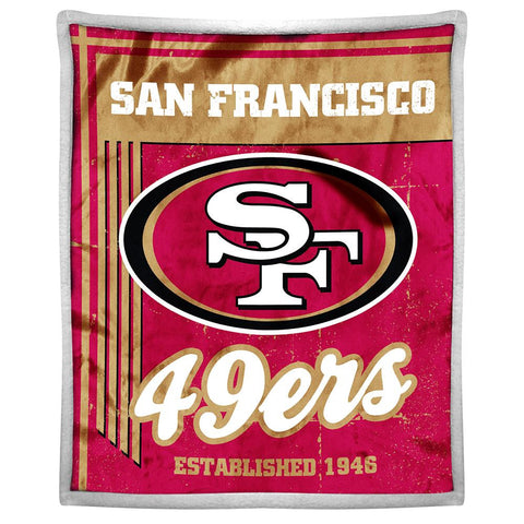 San Francisco 49ers NFL Mink Sherpa Throw (50in x 60in)