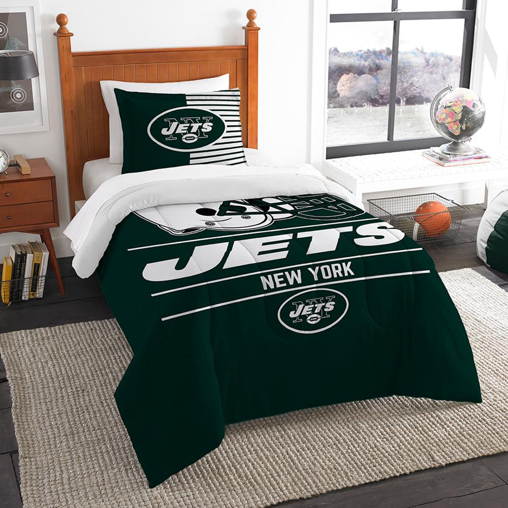 New York Jets Nfl Twin Comforter Set (draft Series) (64" X 86")