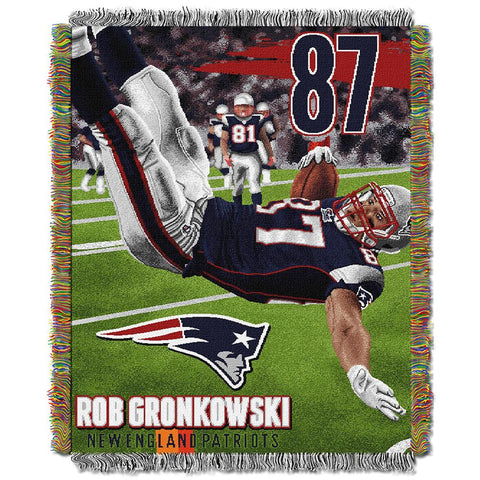 Rob Gronkowski New England Patriots NFL Woven Tapestry Throw Blanket (48inx60in)
