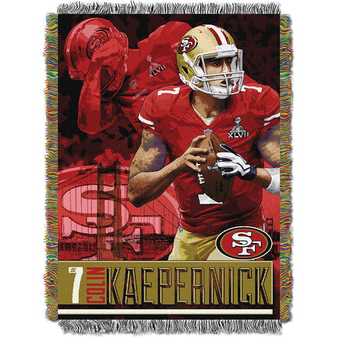 Colin Kaepernick #7 San Francisco 49ers NFL Woven Tapestry Throw Blanket (48inx60in)