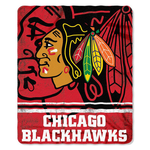 Chicago Blackhawks NHL Light Weight Fleece Blanket (Fadeaway Series) (50inx60in)