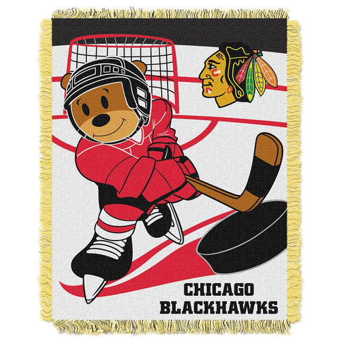 Chicago Blackhawks NHL Triple Woven Jacquard Throw (Score Baby Series) (36x48)