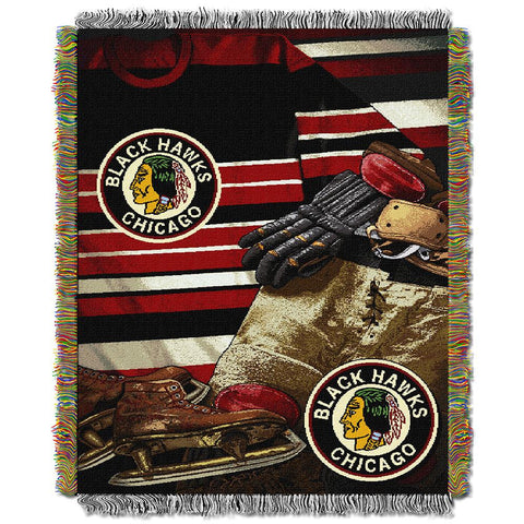 Chicago Blackhawks NHL Woven Tapestry Throw (Vintage Series) (48x60)