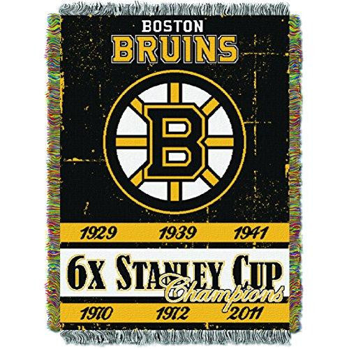 Boston Bruins Nhl Championship Commemorative Woven Tapestry Throw (48x60)