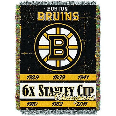 Boston Bruins Nhl Championship Commemorative Woven Tapestry Throw (48x60)