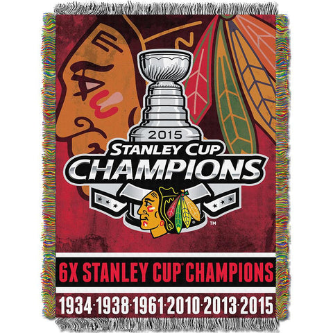 Chicago Blackhawks NHL Championship Commemorative Woven Tapestry Throw (48x60)