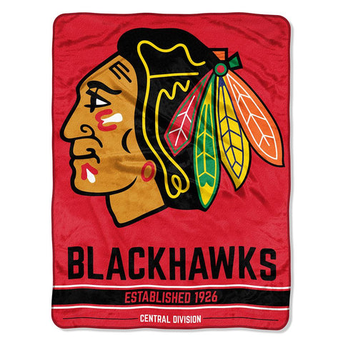 Chicago Blackhawks Nhl Micro Raschel Blanket (ice Dash Series) (46in X 60in)