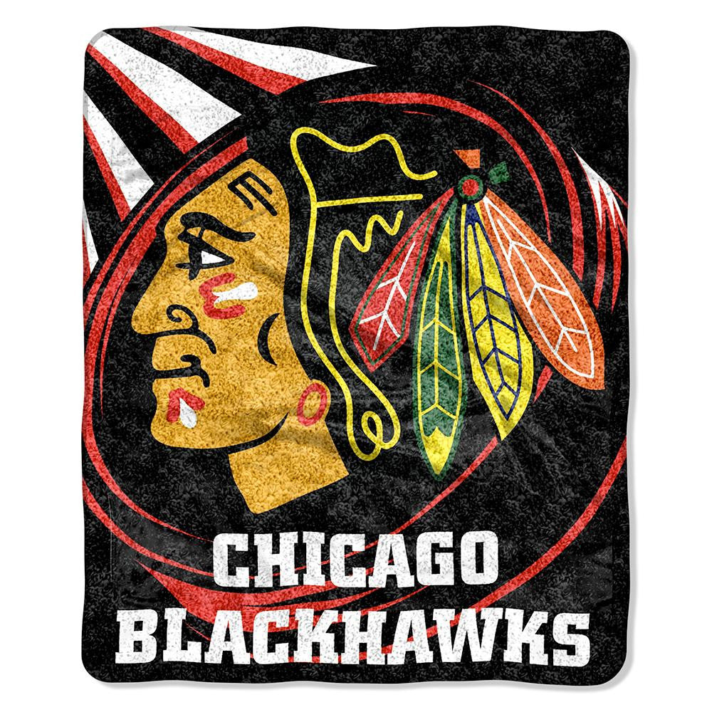 Chicago Blackhawks NHL Sherpa Throw (Puck Series) (50x60)