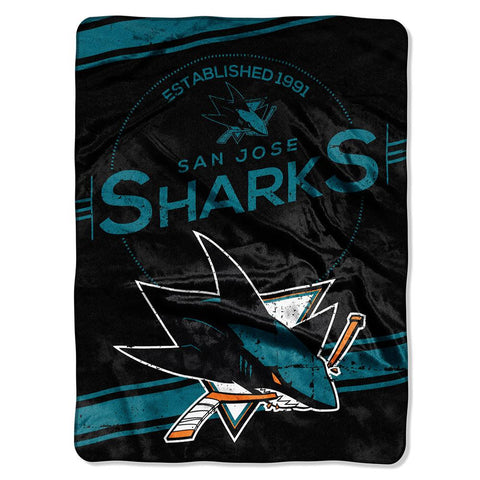 San Jose Sharks NHL Royal Plush Raschel Blanket (Stamp Series) (60x80)