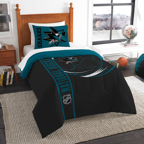 San Jose Sharks NHL Twin Comforter Set (Soft & Cozy) (64 x 86)