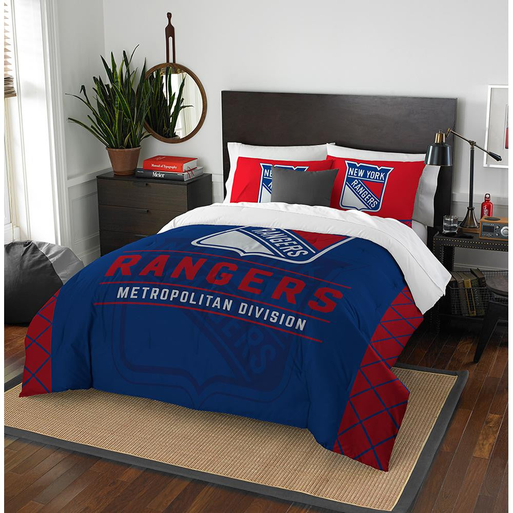 New York Rangers Nhl Full Comforter Set (draft Series) (86" X 86")