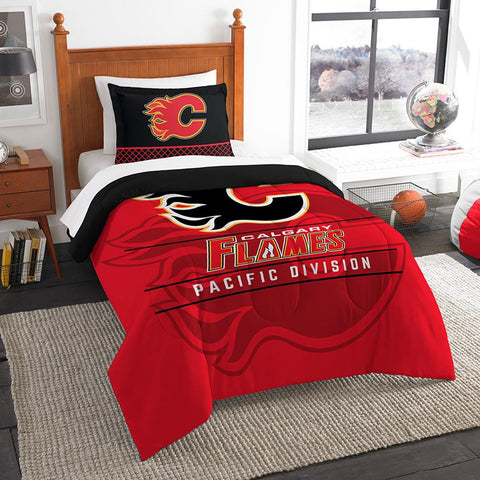 Calgary Flames Nhl Twin Comforter Set (draft Series) (64" X 86")