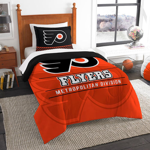 Philadelphia Flyers Nhl Twin Comforter Set (draft Series) (64" X 86")