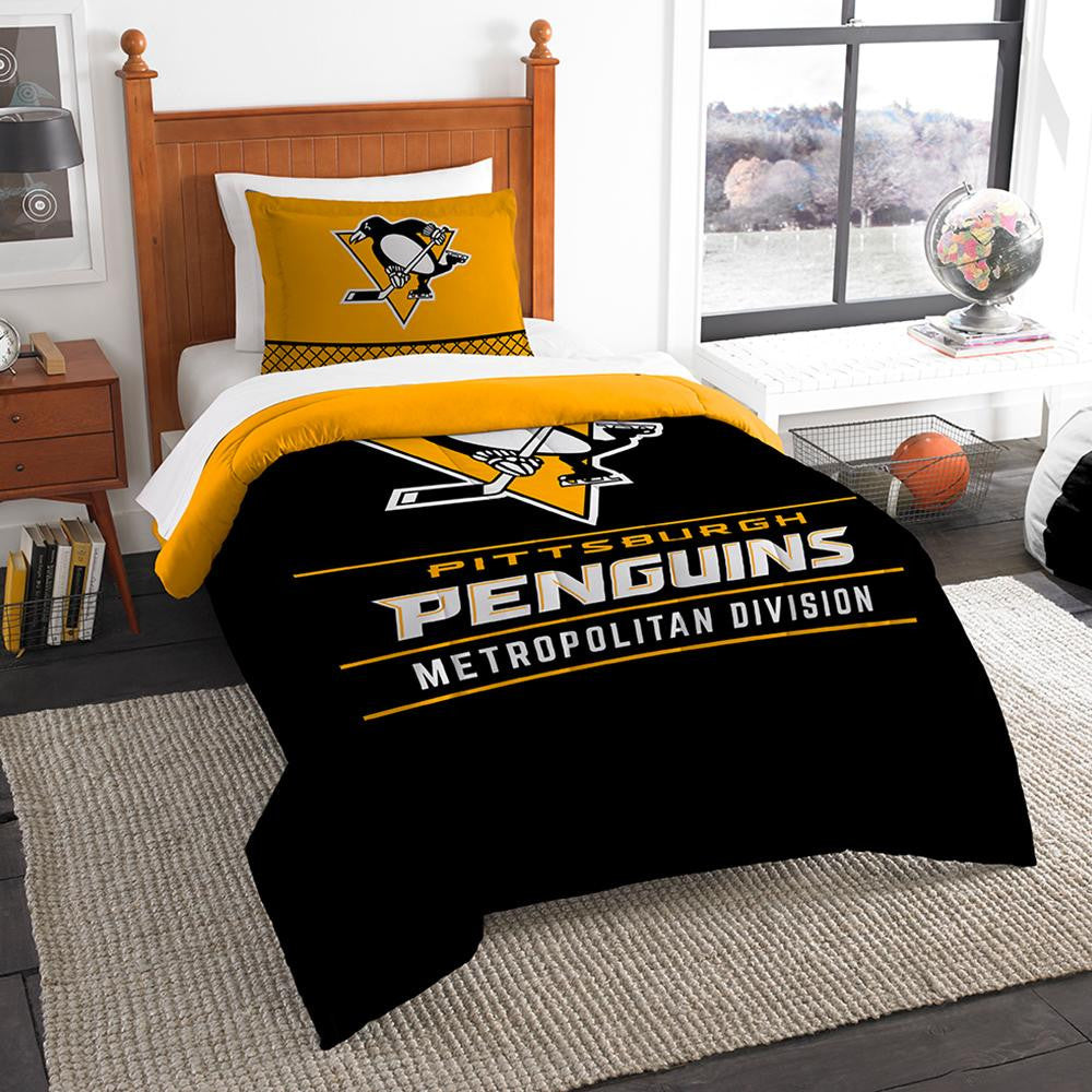 Pittsburgh Penguins Nhl Twin Comforter Set (draft Series) (64" X 86")