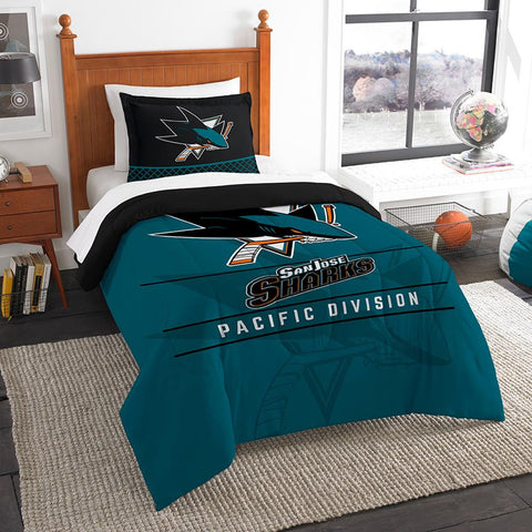 San Jose Sharks Nhl Twin Comforter Set (draft Series) (64" X 86")