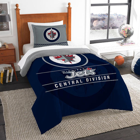 Winnipeg Jets Nhl Twin Comforter Set (draft Series) (64" X 86")