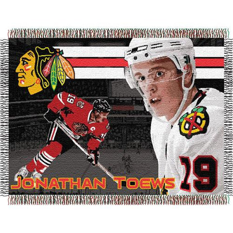 Johnathan Toews #19 Chicago Blackhawks NHL Woven Tapestry Throw (48x60)