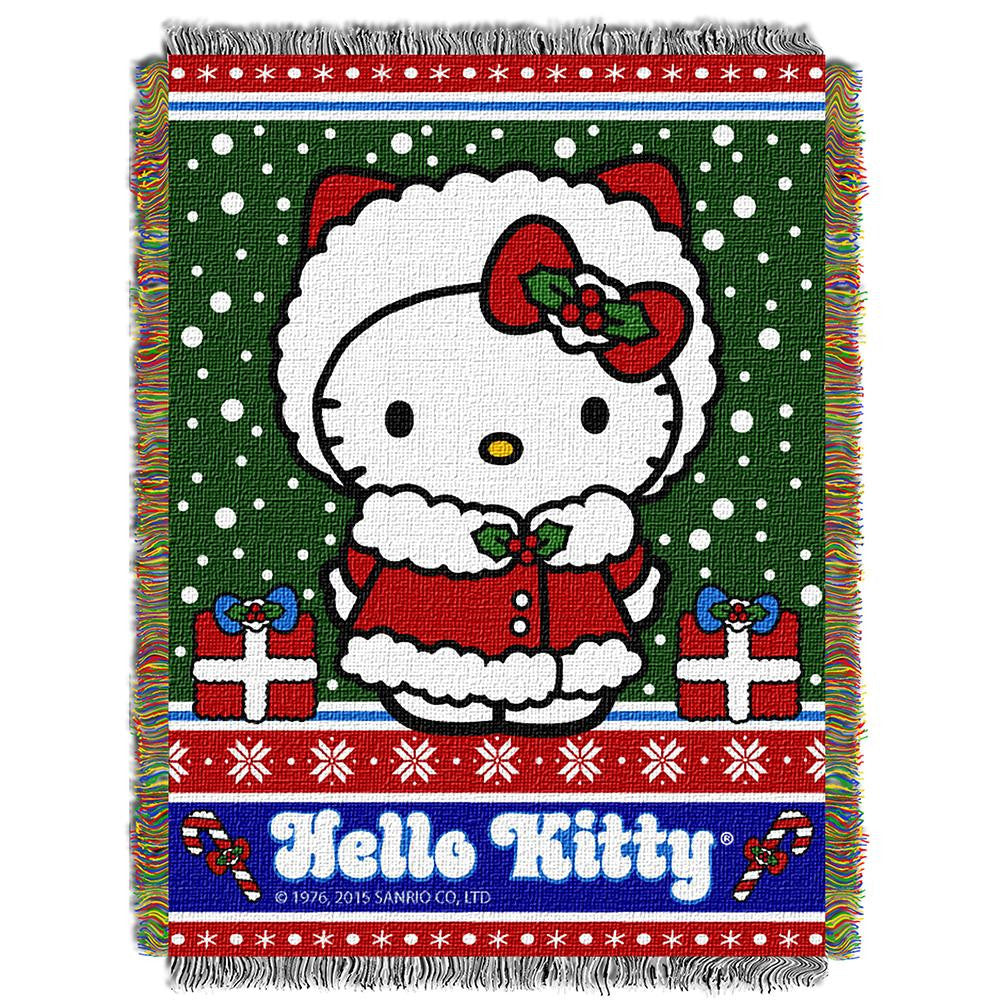 Hello Kitty "snowy Kitty"  Woven Tapestry Throw (48inx60in)