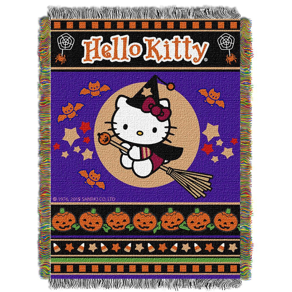 Hello Kitty "witchy Kitty"  Woven Tapestry Throw (48inx60in)