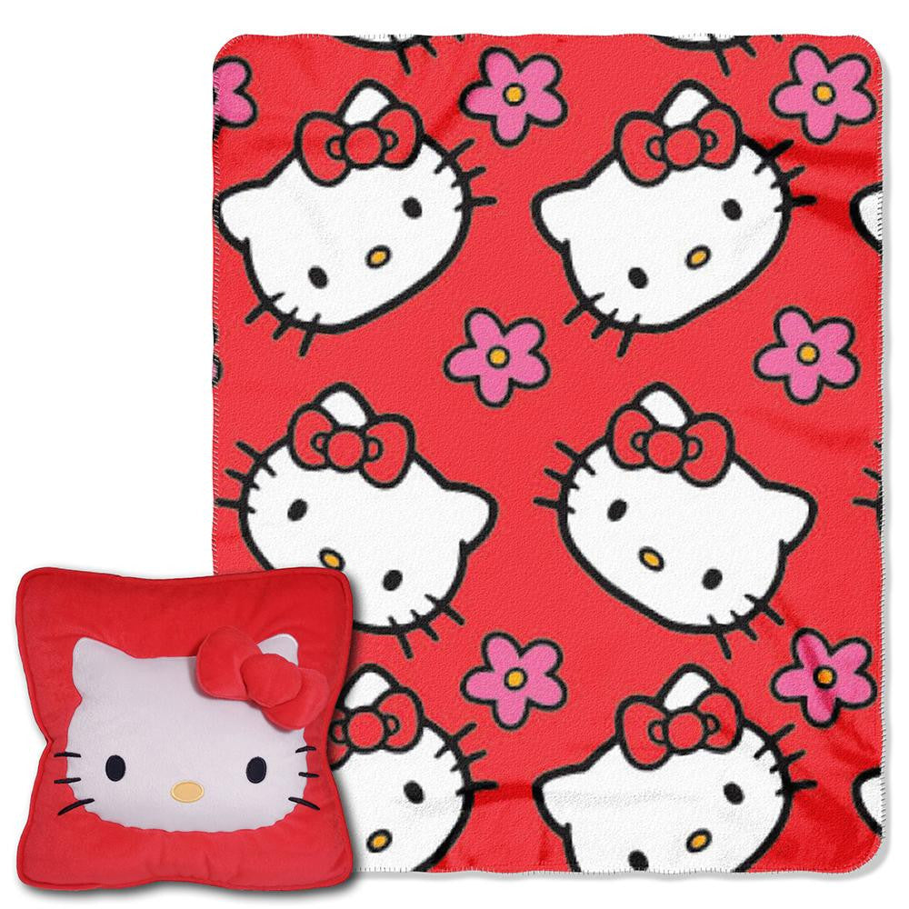 Hello Kitty (kitty Flowers)  3d Pillow & Throw Set