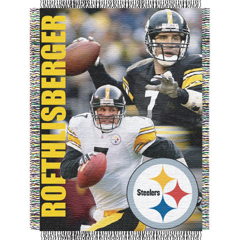 Ben Roethlisberger #7 Pittsburgh Steelers NFL Woven Tapestry Throw Blanket (48x60)