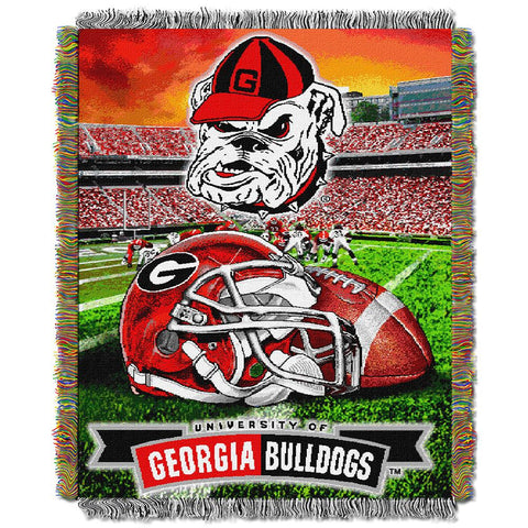 Georgia Bulldogs Ncaa Woven Tapestry Throw (home Field Advantage) (48"x60")