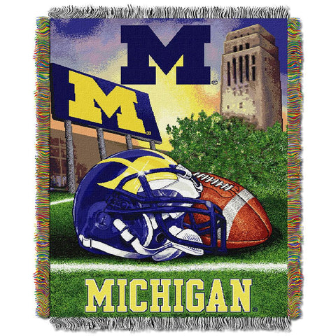 Michigan Wolverines Ncaa Woven Tapestry Throw (home Field Advantage) (48"x60")