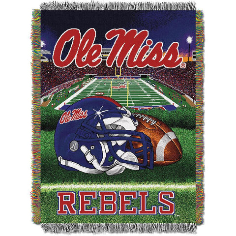 Mississippi Rebels Ncaa Woven Tapestry Throw (home Field Advantage) (48"x60")