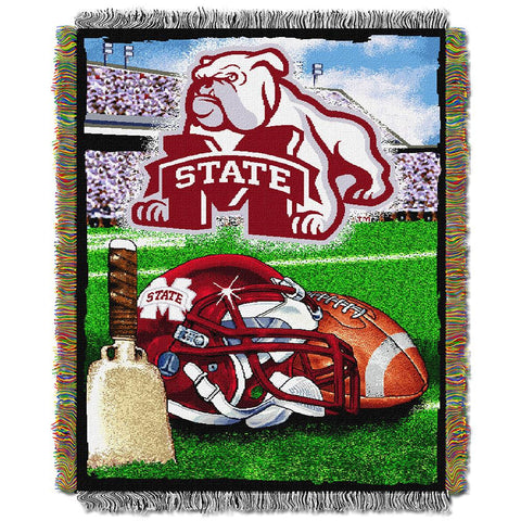 Mississippi State Bulldogs Ncaa Woven Tapestry Throw (home Field Advantage) (48"x60")